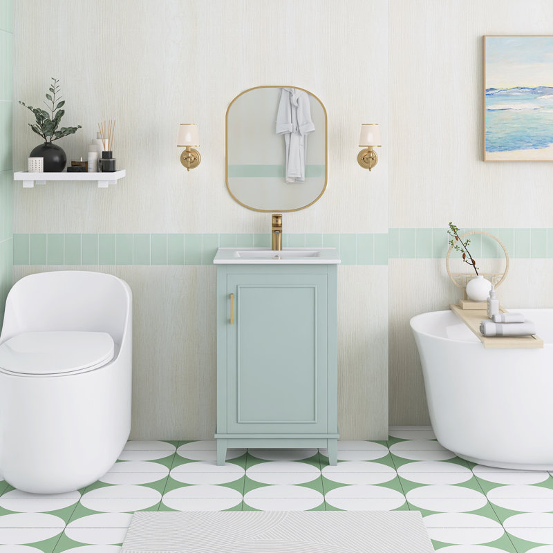 Ensemble de meuble-lavabo autoportant 20 po avec comptoir en céramique 20 po, Vert