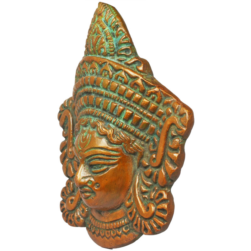 Décoration murale masque Devi Durga, Bronze