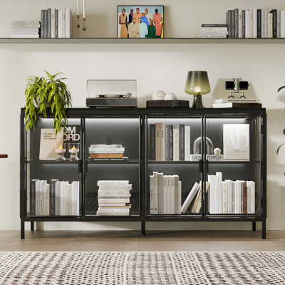 4-Door Accent Cabinet With Tempered Glass And Adjustable Lights by Wrought Studio