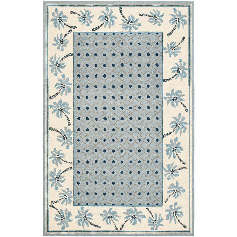 Tapis géométrique en laine crocheté à la main Hogle, Rectangle 2 pi 9 po x 4 pi 9 po
