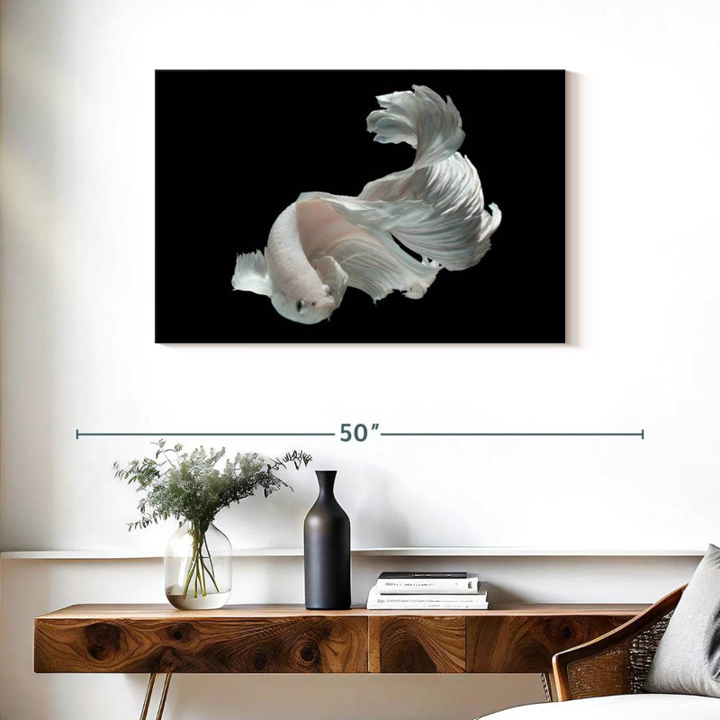 Brampt White Betta Fish, 24" H x 36" W