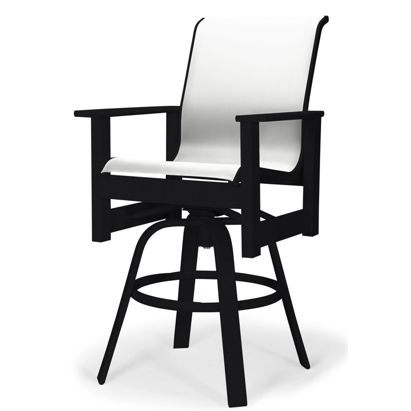 Fauteuil pivotant à hauteur de barre Leeward MGP, Blanc 6D Sunbrella®, Noir texturé