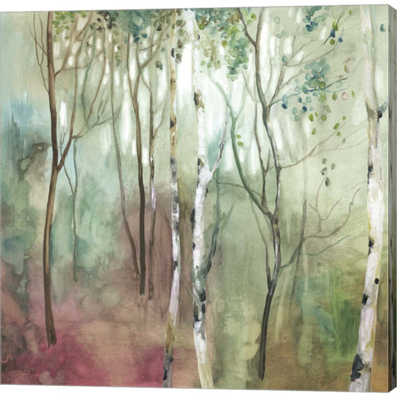 «Birch In The Fog I» par Allison Pearce - impression sur toile tendue, H 12 po x l 12 po x P 1,5 po