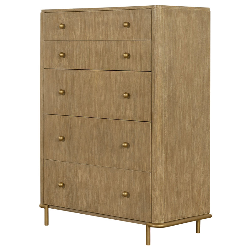 Commode rectangulaire à 5 tiroirs Stevie, Sable