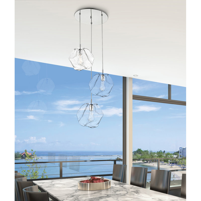 Luminaire suspendu sphère 3 lumières grappe Mcgaha