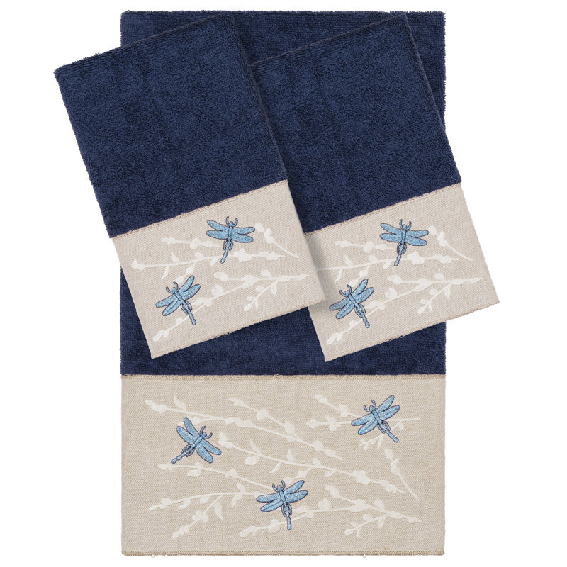 Ensemble de serviettes 3 pièces Braelyn 1BT2HT, Bleu marine