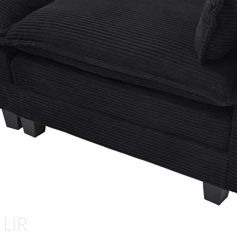 Oversized Modular Sectional Sofa With Movable Ottoman, 4-Seat Modern Corduroy Couch, Convertible L-Shaped Design For Living Rooms And Offices