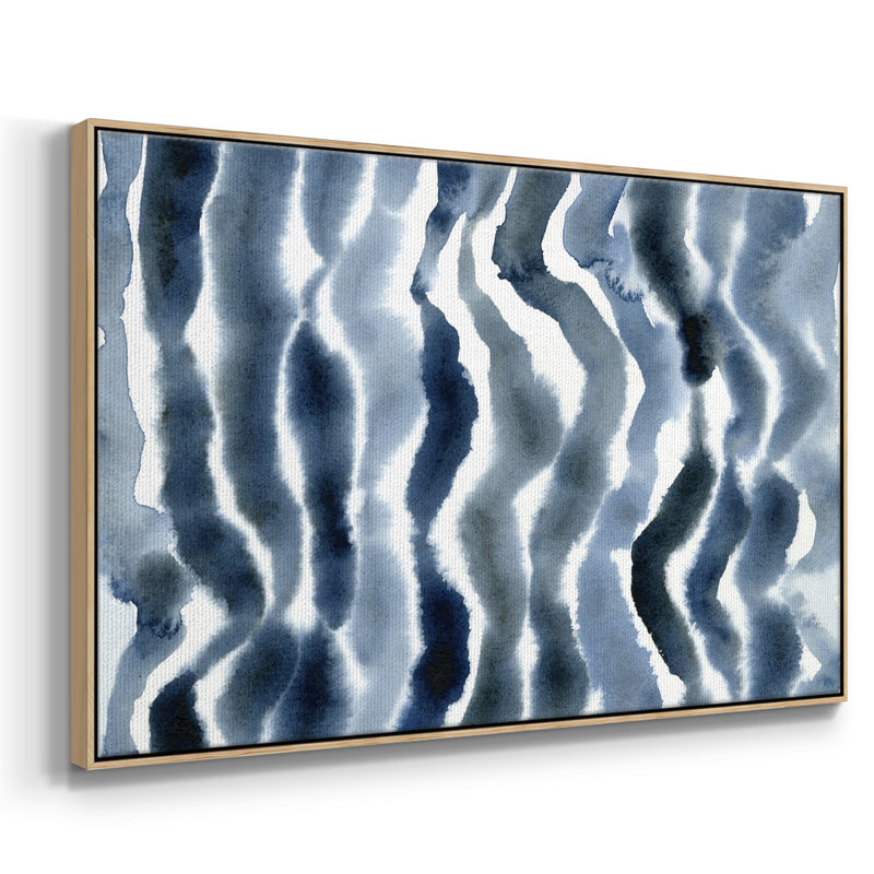 Vraie vague bleue II, H 27 po x l 41 po x P 2 po, Bois naturel