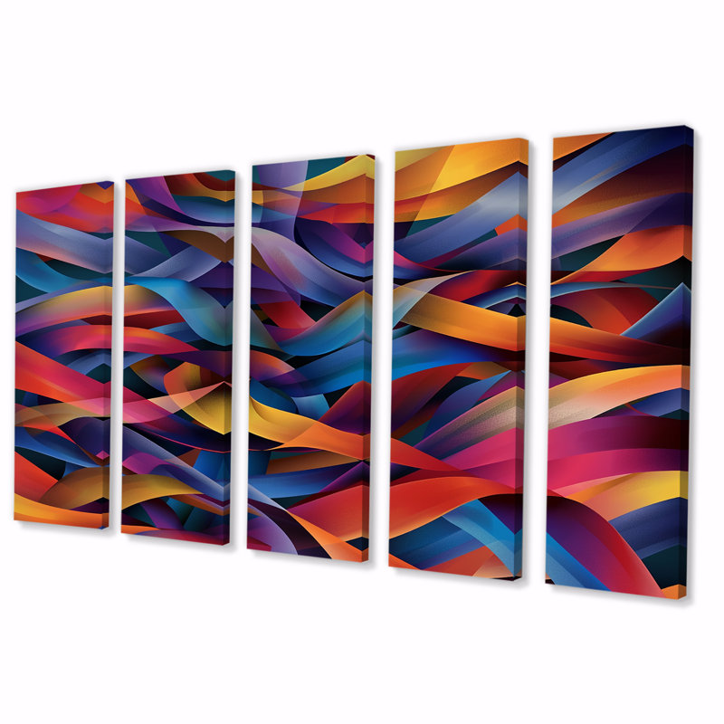«Creigh - Waves», art mural 5 pièces, 32" H x 80" W