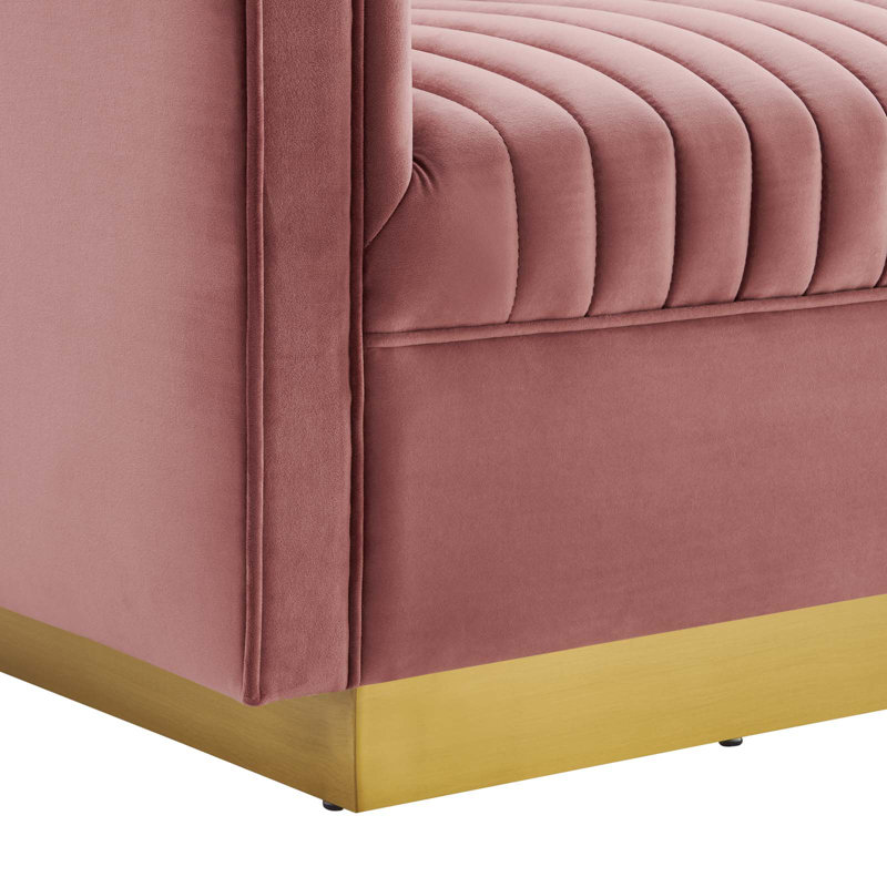 Causeuse en velours Sanguine, Vieux rose
