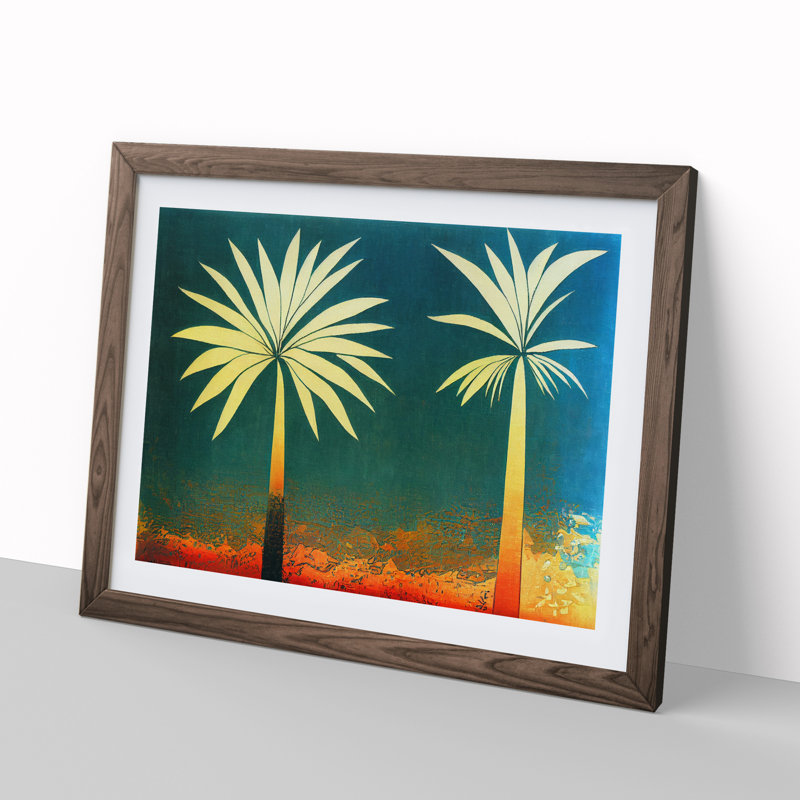Abstract Palm Tree Art Vol.1 - Framed Print, 25cm H x 34cm W x 2cm D, Walnut