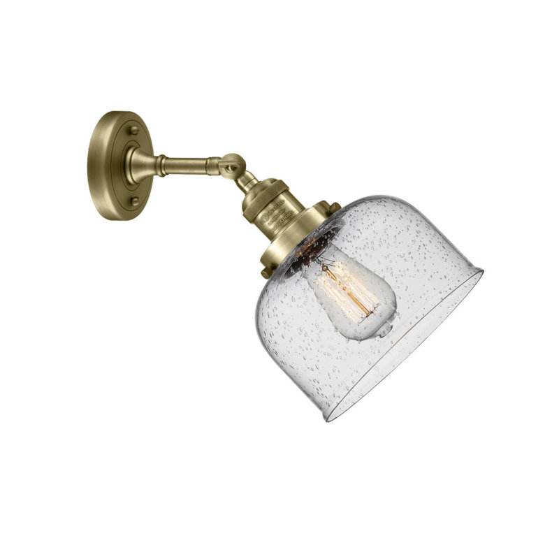 Applique murale 1 lumière 8 po Bell, Grainé, Laiton antique, Ampoule non incluse