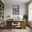 Plantes et fleurs, feuilles roses et baies rouges sur toile-1575225414
