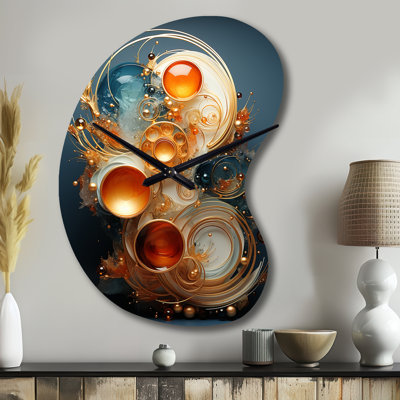 Horloge en métal bleu sarcelle - forme irrégulière