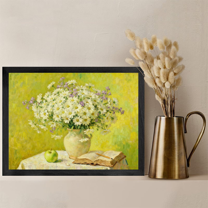 "Black Daisy", bouquet de fleurs, art mural, impression de natures mortes impressionnistes, H 9 po x l 11 po
