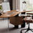 Walnut-Tone Organic Desk with Clear Acrylic Legs