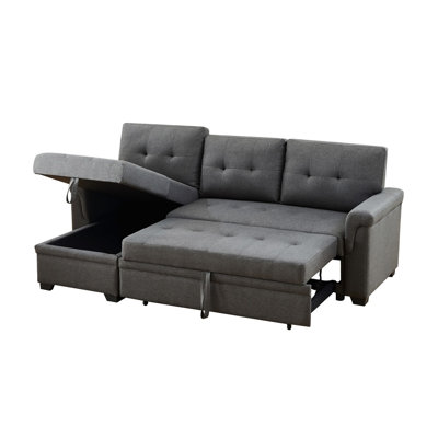 Canapé modulaire réversible en lin gris foncé de 84 po Jardin