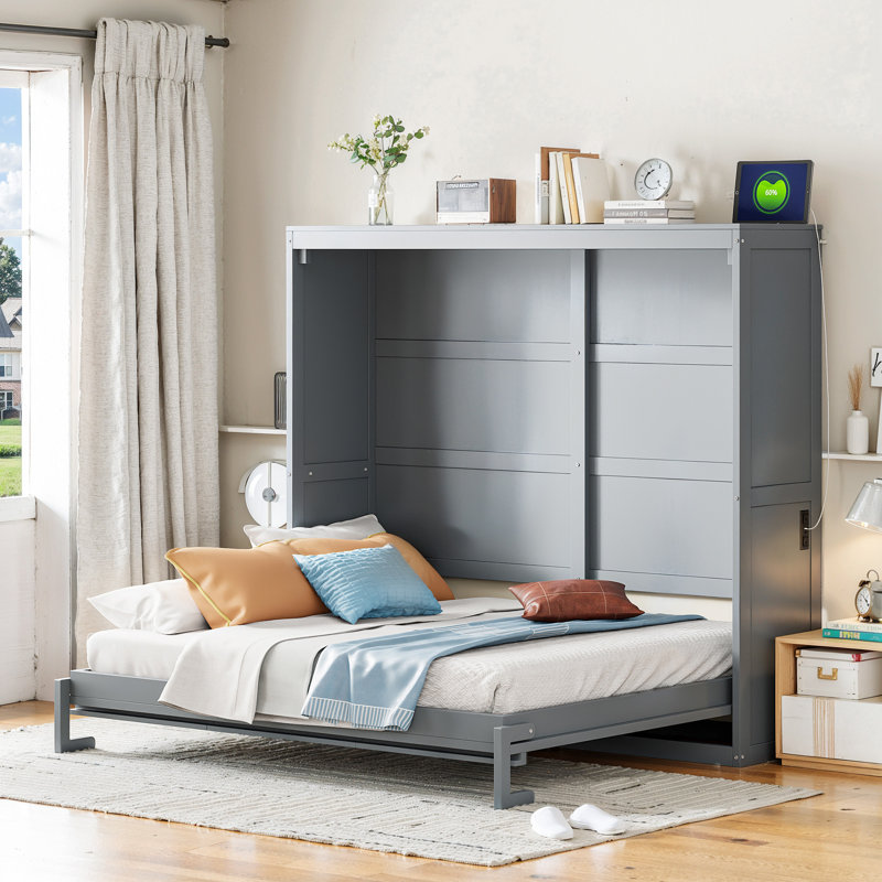 Full Size Murphy Bed Wall Bed,Gray