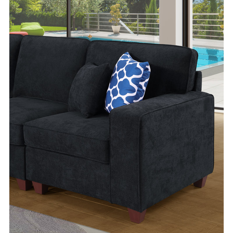 Canapé modulaire en L Forbestown, Black Chenille