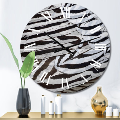 Silver Pheasant Feathers - Traditional Wall Clock