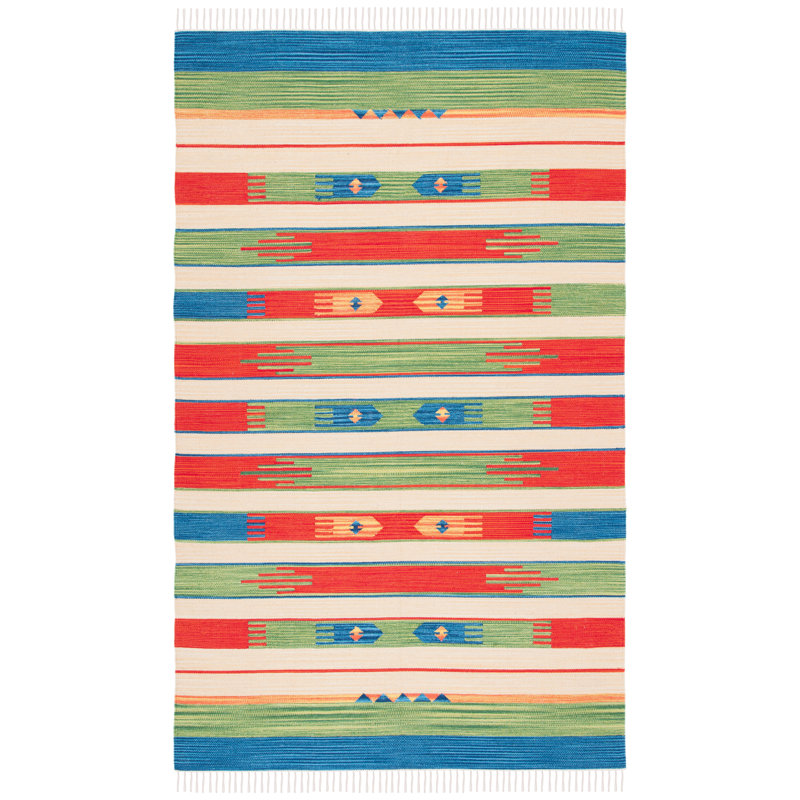 Barela Hand Woven Cotton Southwestern Rug, Rectangle 3' x 5'