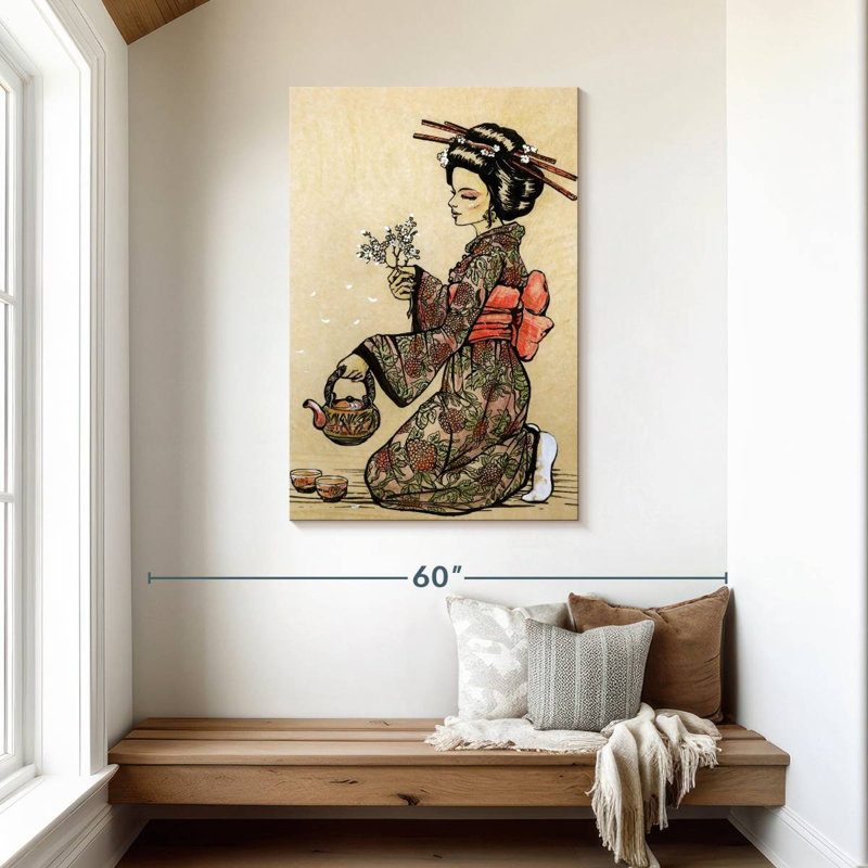 Leisha Geisha Serving Tea, 45" H x 30" W