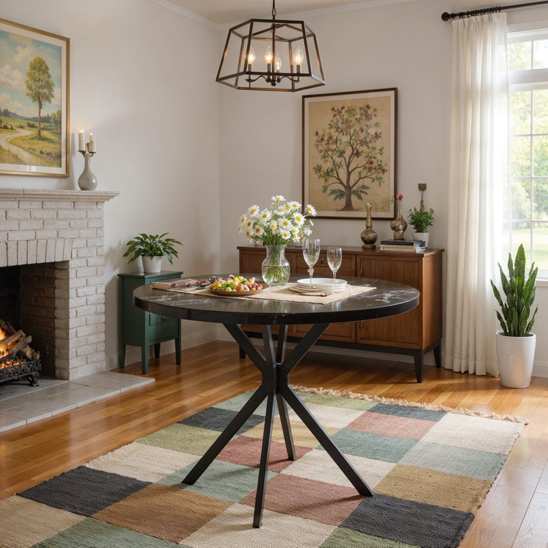 Round Dining Table, 39 Inch Small Round Dining Table For 4-5, Circle Dinner Table With Heavy-Duty Metal X Base, Round Kitchen Tables For Small Space, Dining Room, Living Room