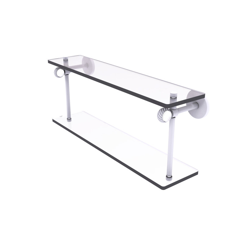 Tablette murale à deux niveaux en verre Margolis, Blanc mat, H 9,2 po x l 16 po x P 5,6 po