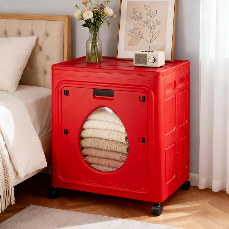 Plastic Rolling Decorative Basket, Red