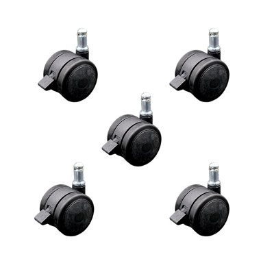 2 Inch Black Soft Wheel Office Caster with Brake Set of 5 Service Caster