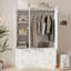 Armoire-penderie Armoire avec miroir et lumière RVB, armoire de rangement en bois à 3 portes avec tiroirs, tringle et compartiment de rangement-1539969214