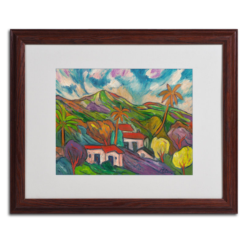 « tropical valley with palms », reproduction d’art sur toile encadrée, H 11 po x l 14 po x P 0,5 po, Noir