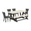 L'ensemble de table de salle à manger 6 pièces contient une table de cuisine rectangulaire avec pieds en V et 4 chaises Parson en tissu de lin Gotham foncé avec un banc, noir brossé-1613283239-1613283236-1613283237