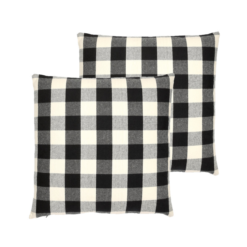 Housse et insert de coussin carré en coton Buffalo Check Check, Noir, L 18 po x L 18 po