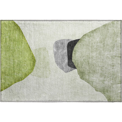 Premium Machine Washable Cerrito Amf547 Green Rug