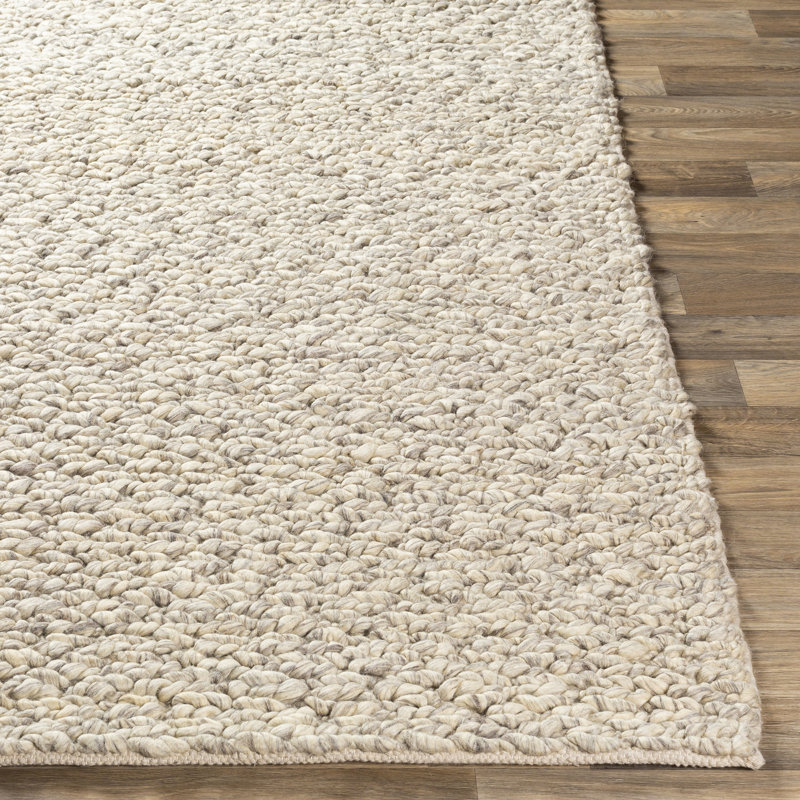 Tapis ivoire / chameau en laine tissé à la main Cutshaw, Rectangle 2 pi x 3 pi