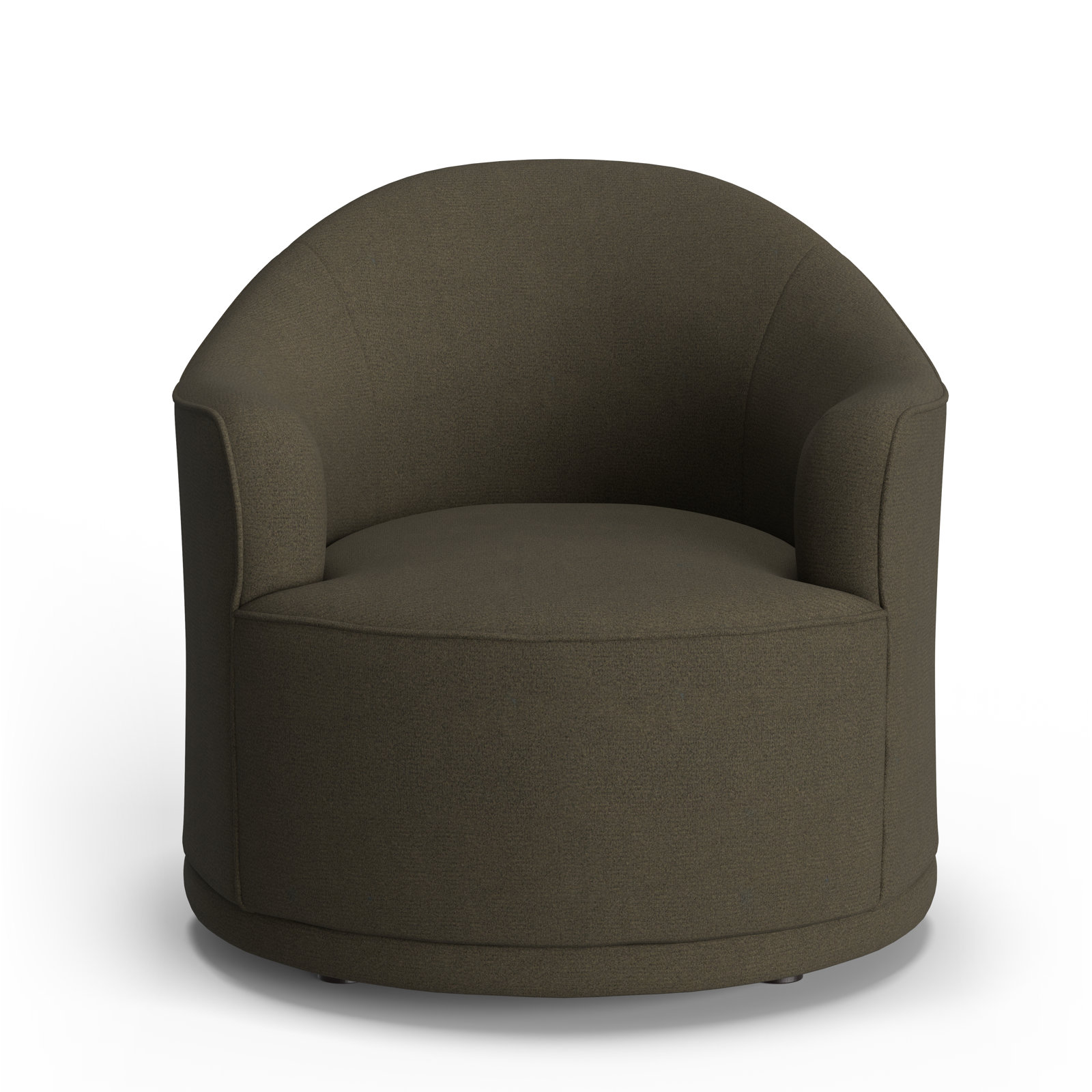Upholstered Swivel Barrel Chair, Charred Ash Performance Weave