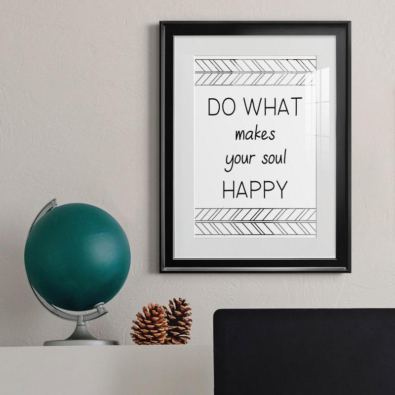 Your Soul Happy - art textuel avec cadre photo, H 22,5 po x l 30,5 po x P 1,5 po, Noir