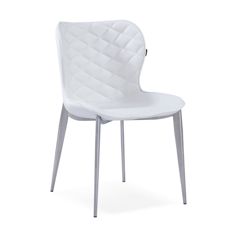 Chaise d'appoint rembourrée Stacia, Blanc, Acier inoxydable