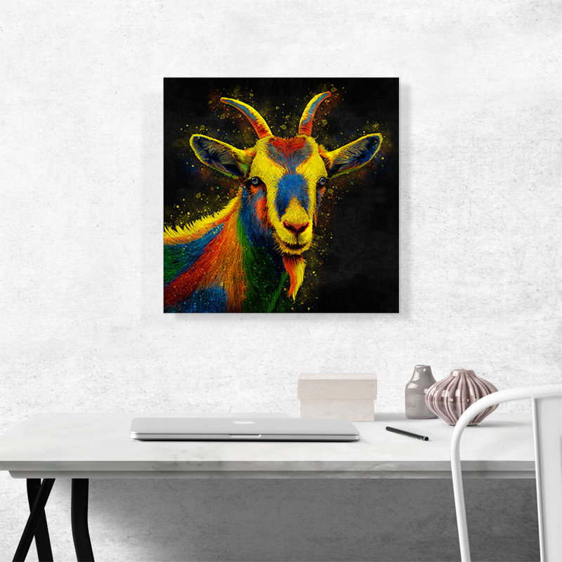 «Goat Farm Animal», reproduction d'art sur toile tendue, H 18 po x l 18 po x P 0,75 po