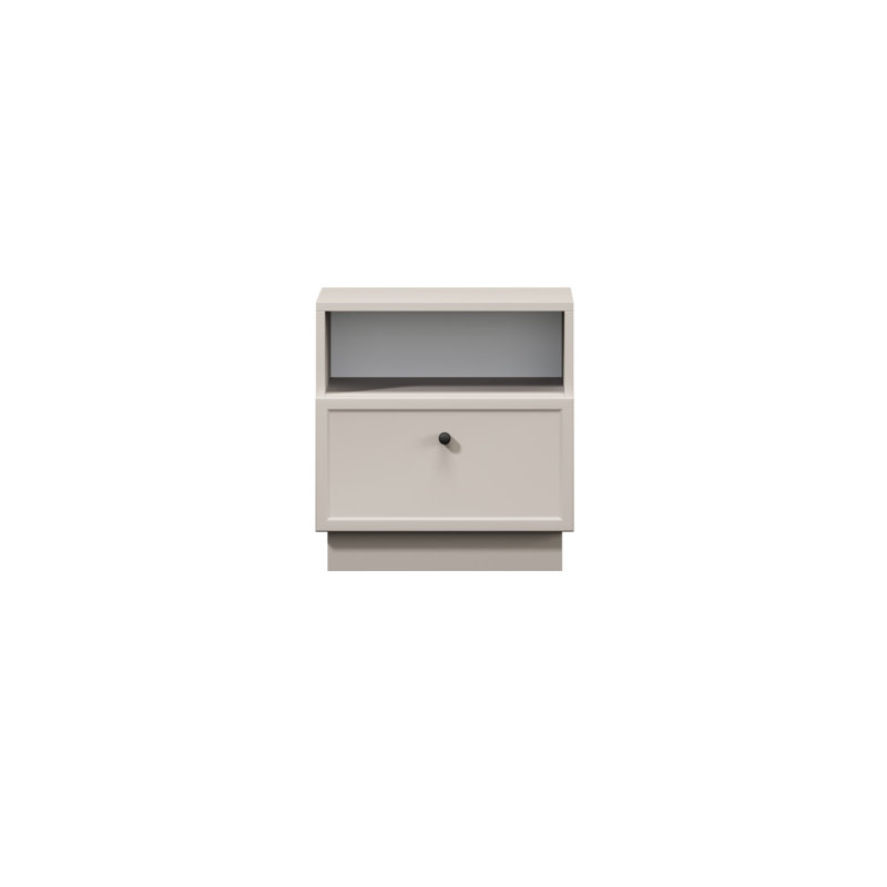 Bagga 45cm W Manufactured Wood Bedside Table, Beige Cream/Matte Black