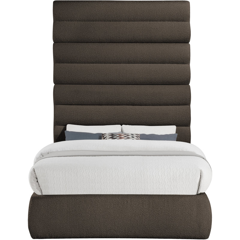 Adam Fabric Bed, Full, Brown, Boucle Fabric