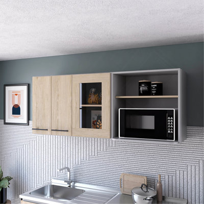 Everly Wall Cabinet, Glass Cabinet, Double Door, Rack