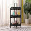 Table d'appoint à 3 niveaux, organisateur ovale tissé à la main, portable pour la cuisine / chambre à coucher - noir