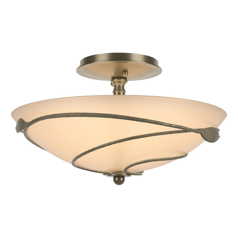 Plafonnier semi-encastré Leaf, Or doux, H 8,2 po x l 13,5 po x P 13,5 po, Sable