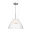 Luminaire suspendu de salle à manger 1 lumière Suma au fini nickel brossé avec abat-jour blanc opale gravé-112699561