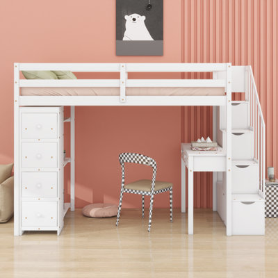 Lit mezzanine avec tiroirs de rangement