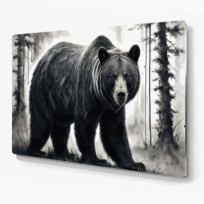 Faune, ours noir américain, art mural en métal noir
