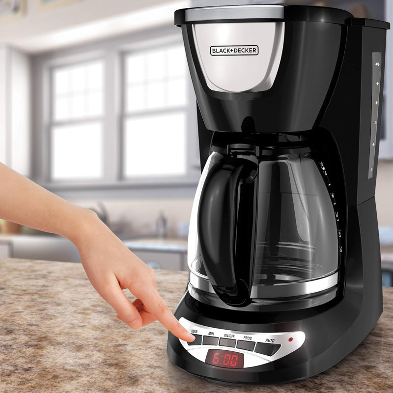 Sleek 12-Cup Black Programmable Coffee Maker with Auto Shutoff