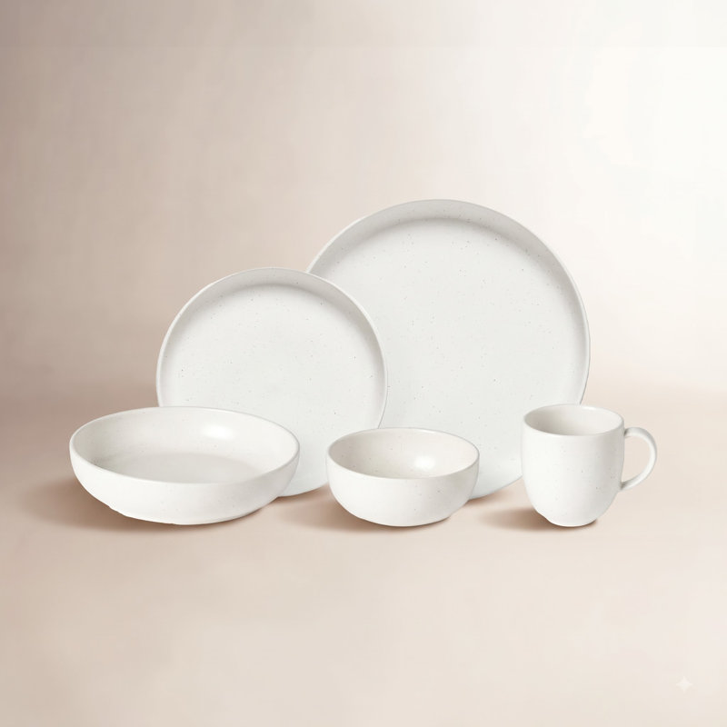 Casafina Pacifica Handmade Dinnerware Set 5 Piece, Salt